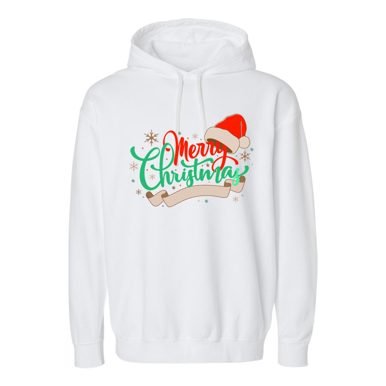 Merry Christmas Holiday Santa Snowflake Garment-Dyed Fleece Hoodie