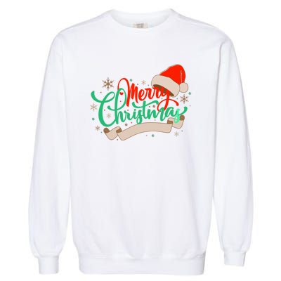 Merry Christmas Holiday Santa Snowflake Garment-Dyed Sweatshirt