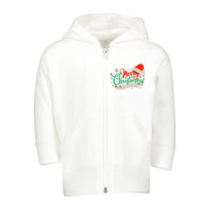 Merry Christmas Holiday Santa Snowflake Toddler Zip Fleece Hoodie