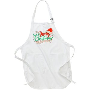 Merry Christmas Holiday Santa Snowflake Full-Length Apron With Pockets