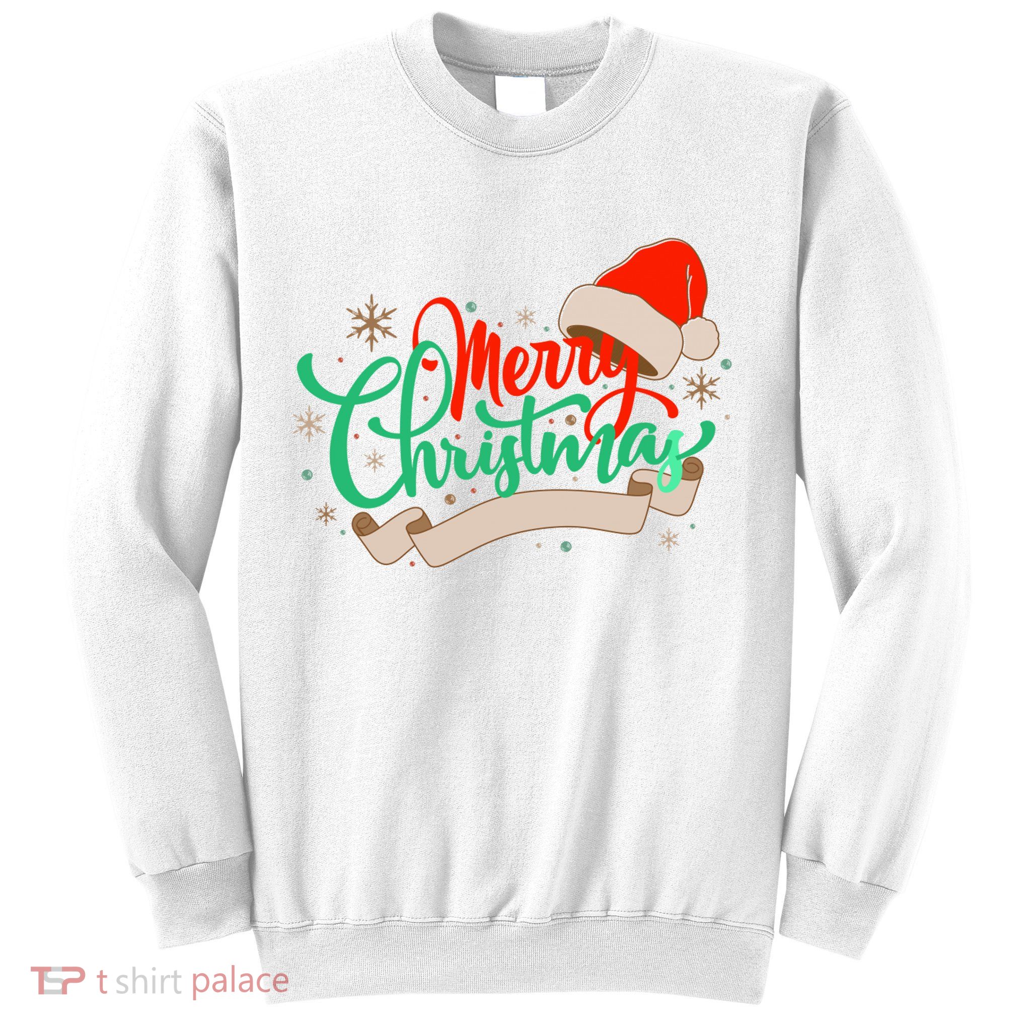 Merry Christmas Holiday Santa Snowflake Sweatshirt
