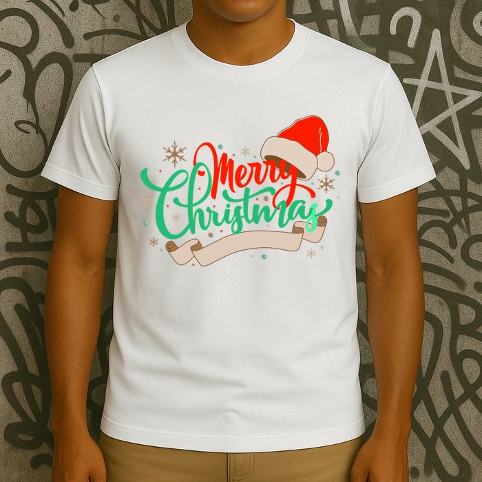Merry Christmas Holiday Santa Snowflake T-Shirt