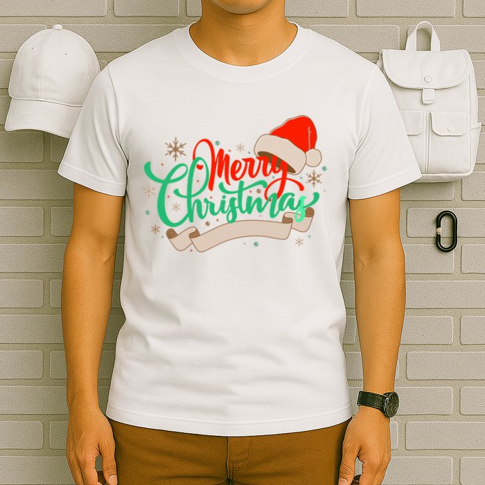 Merry Christmas Holiday Santa Snowflake T-Shirt