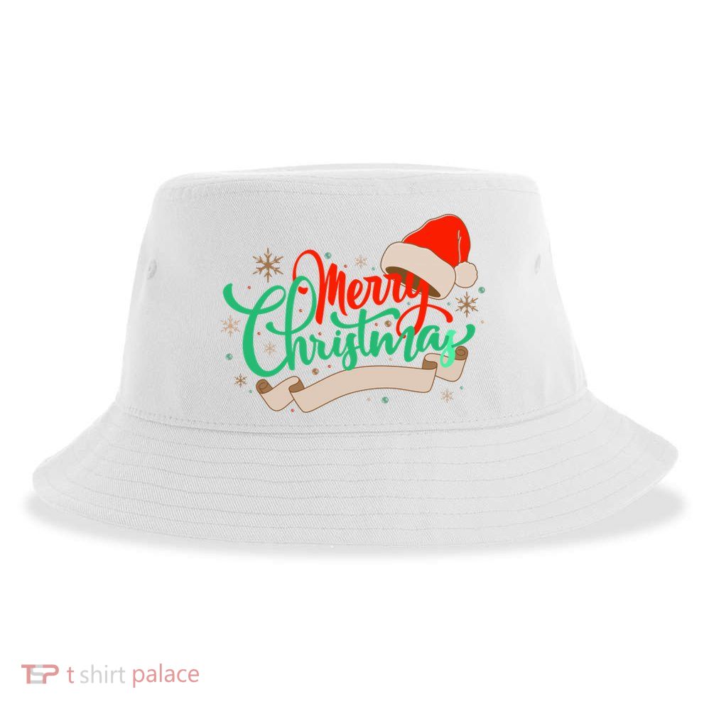 Merry Christmas Holiday Santa Snowflake Sustainable Bucket Hat