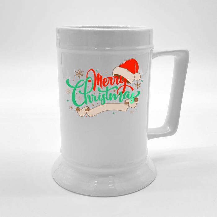 Merry Christmas Holiday Santa Snowflake Beer Stein