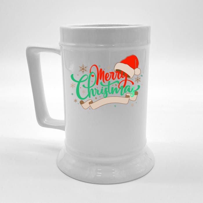 Merry Christmas Holiday Santa Snowflake Beer Stein