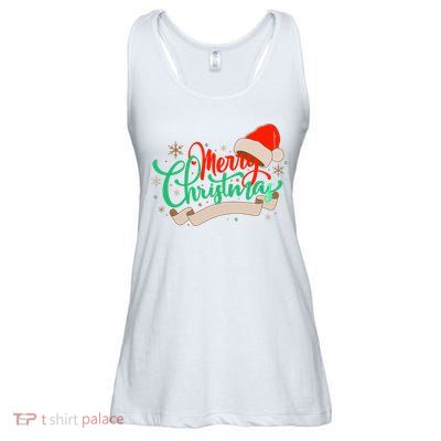 Merry Christmas Holiday Santa Snowflake Ladies Essential Flowy Tank