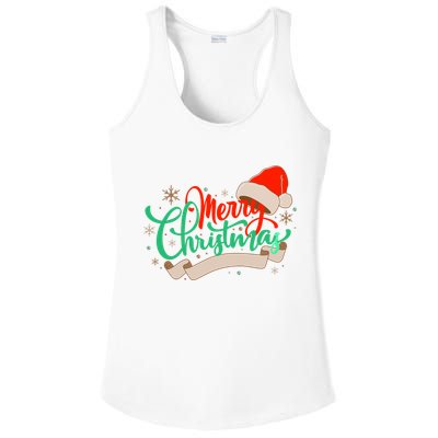 Merry Christmas Holiday Santa Snowflake Ladies PosiCharge Competitor Racerback Tank