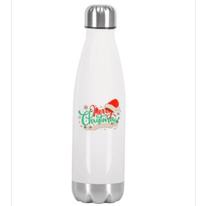 Merry Christmas Holiday Santa Snowflake Stainless Steel Insulated Water Bottle