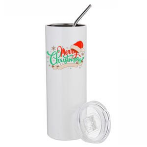 Merry Christmas Holiday Santa Snowflake Stainless Steel Tumbler