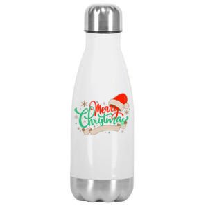 Merry Christmas Holiday Santa Snowflake Stainless Steel Insulated Water Bottle