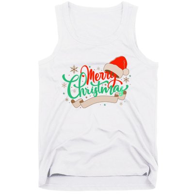 Merry Christmas Holiday Santa Snowflake Tank Top