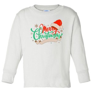 Merry Christmas Holiday Santa Snowflake Toddler Long Sleeve Shirt