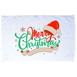 Merry Christmas Holiday Santa Snowflake Microfiber Hand Towel