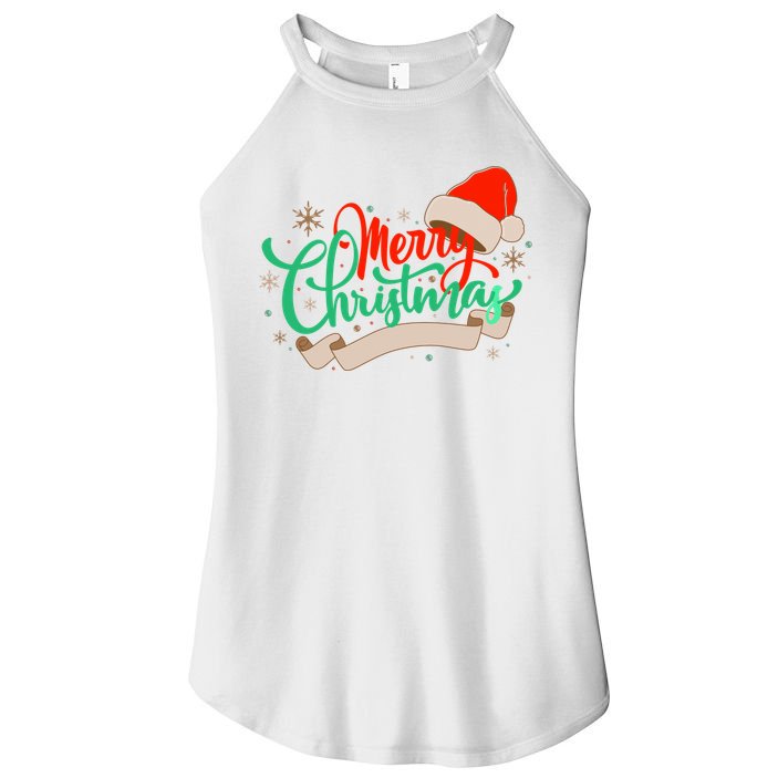 Merry Christmas Holiday Santa Snowflake Women's Perfect Tri Rocker Tank