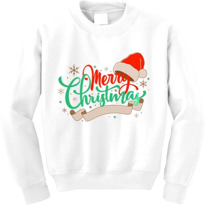 Merry Christmas Holiday Santa Snowflake Kids Sweatshirt