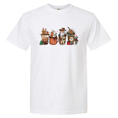 Merry Christmas Howdy Santa Claus Coffee Western Cow Xmas Great Gift Garment-Dyed Heavyweight T-Shirt