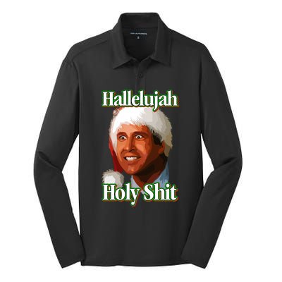 Merry Christmas Hallelujah Holy Shit 2024 Silk Touch Performance Long Sleeve Polo