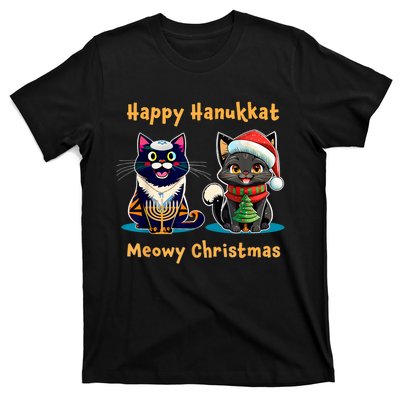 Merry Christmas Happy Hanukkah Jewish Christian Cat Lovers T-Shirt