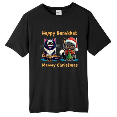 Merry Christmas Happy Hanukkah Jewish Christian Cat Lovers Tall Fusion ChromaSoft Performance T-Shirt