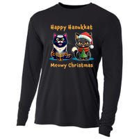 Merry Christmas Happy Hanukkah Jewish Christian Cat Lovers Cooling Performance Long Sleeve Crew