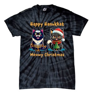 Merry Christmas Happy Hanukkah Jewish Christian Cat Lovers Tie-Dye T-Shirt