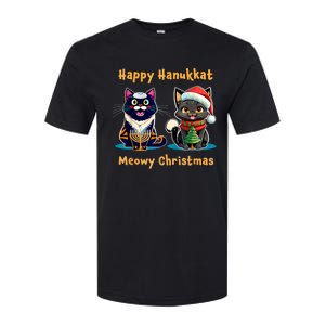 Merry Christmas Happy Hanukkah Jewish Christian Cat Lovers Softstyle CVC T-Shirt