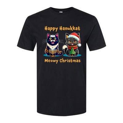 Merry Christmas Happy Hanukkah Jewish Christian Cat Lovers Softstyle CVC T-Shirt