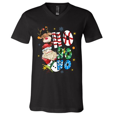 Merry Christmas Ho Ho Ho Christmas Santa Reindeer Snowman Tank Top V-Neck T-Shirt