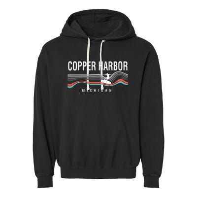 Michigan Copper Harbor Surfboard Retro Garment-Dyed Fleece Hoodie