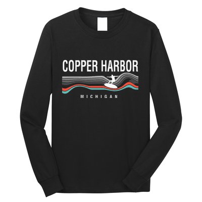 Michigan Copper Harbor Surfboard Retro Long Sleeve Shirt