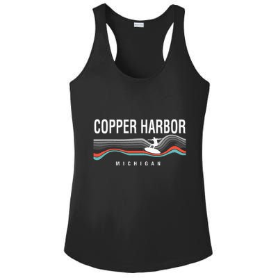 Michigan Copper Harbor Surfboard Retro Ladies PosiCharge Competitor Racerback Tank