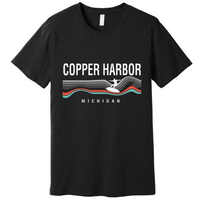 Michigan Copper Harbor Surfboard Retro Premium T-Shirt