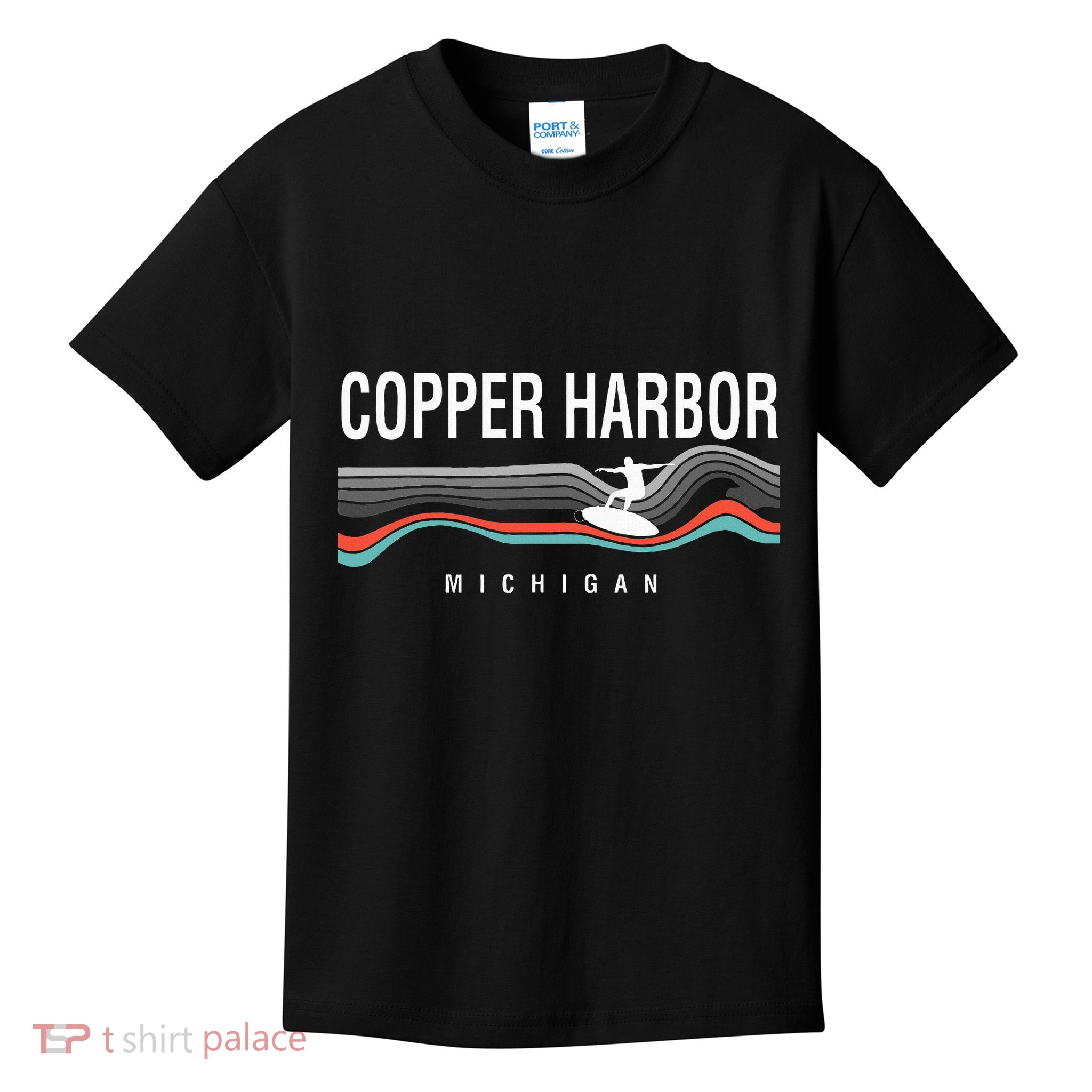 Michigan Copper Harbor Surfboard Retro Kids T-Shirt