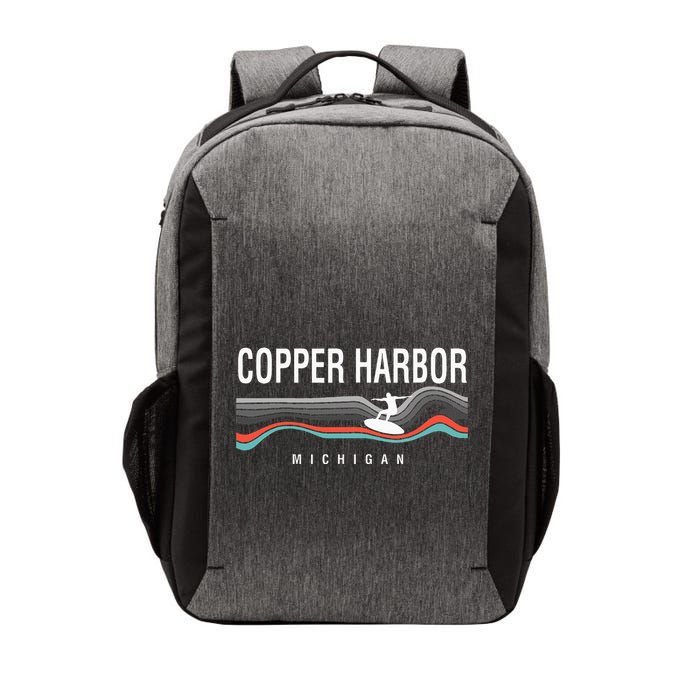 Michigan Copper Harbor Surfboard Retro Vector Backpack