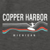 Michigan Copper Harbor Surfboard Retro Vector Backpack