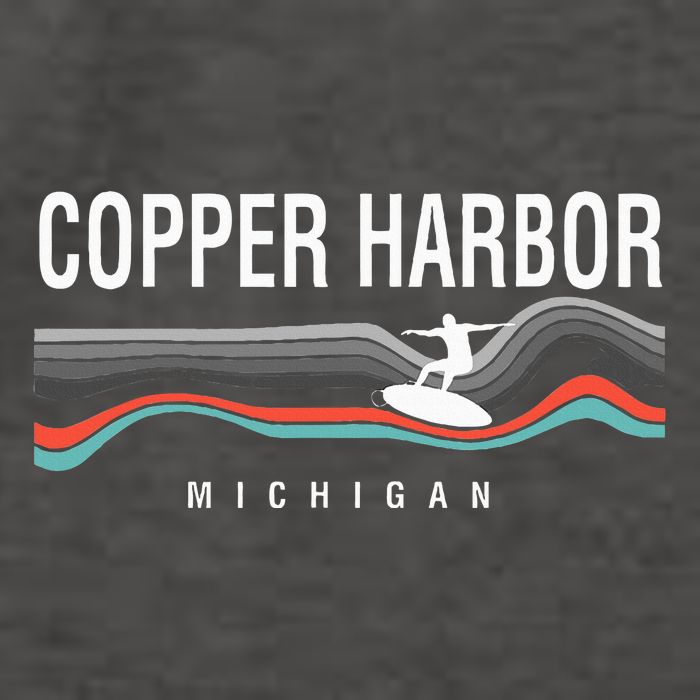 Michigan Copper Harbor Surfboard Retro Vector Backpack