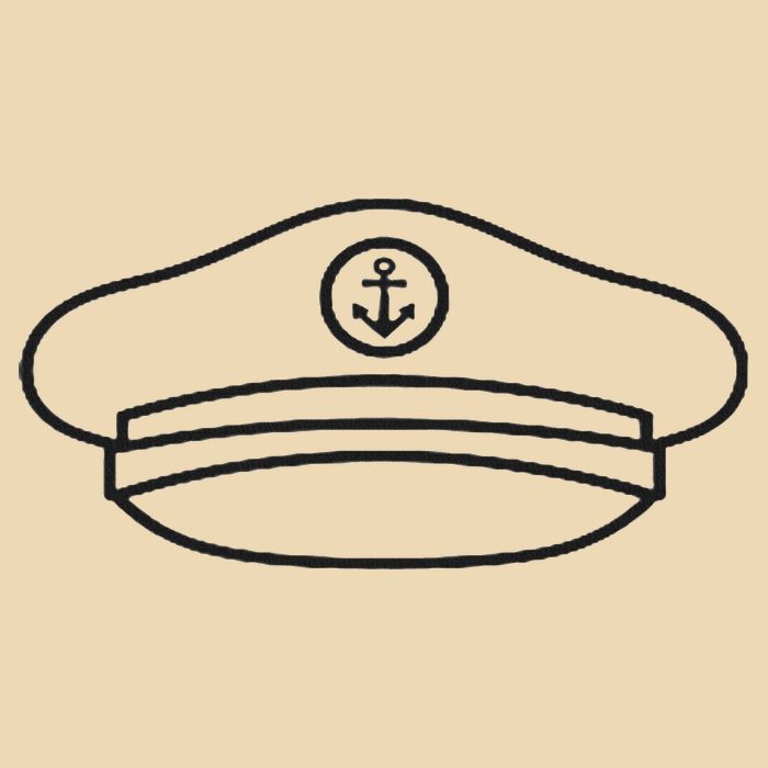 Minimalist Captain Hat Pocket Badge Icon Nautical Bag