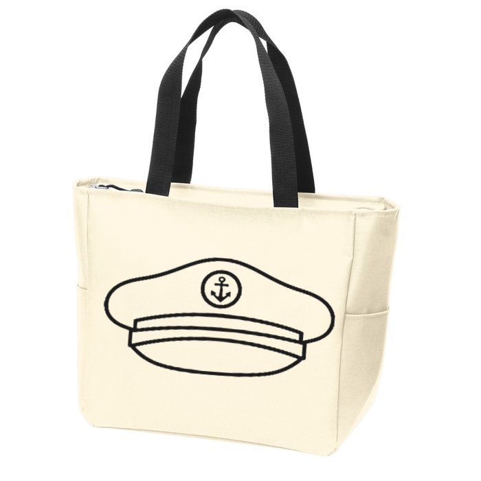 Minimalist Captain Hat Pocket Badge Icon Nautical Zip Tote Bag