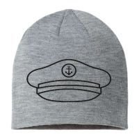 Minimalist Captain Hat Pocket Badge Icon Nautical Sustainable Beanie
