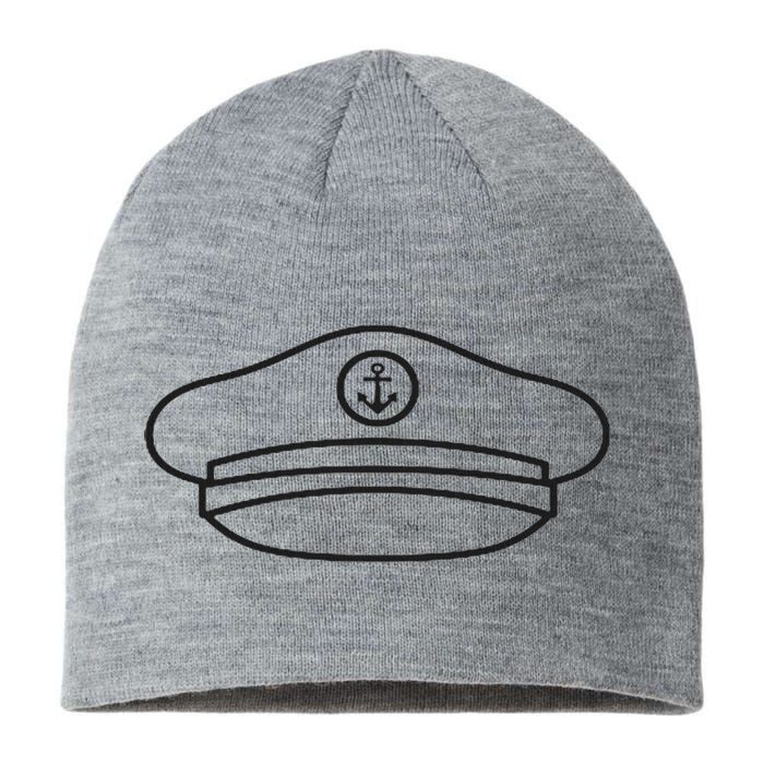 Minimalist Captain Hat Pocket Badge Icon Nautical Sustainable Beanie