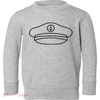 Minimalist Captain Hat Pocket Badge Icon Nautical Toddler Sweatshirt