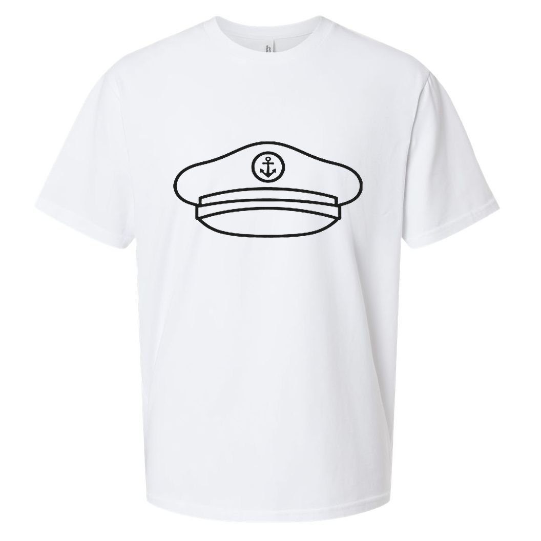 Minimalist Captain Hat Pocket Badge Icon Nautical Sueded Cloud Jersey T-Shirt