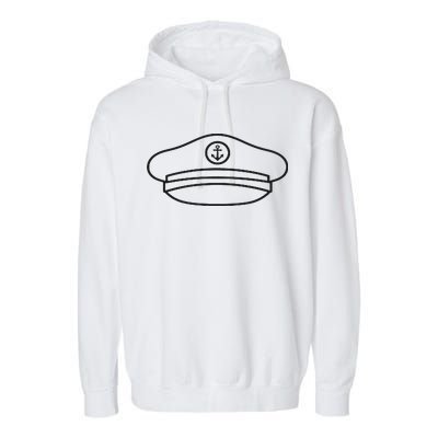 Minimalist Captain Hat Pocket Badge Icon Nautical Garment-Dyed Fleece Hoodie
