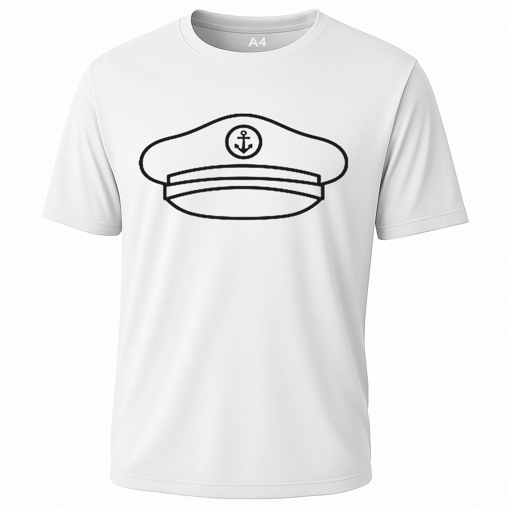 Minimalist Captain Hat Pocket Badge Icon Nautical Performance Shirt