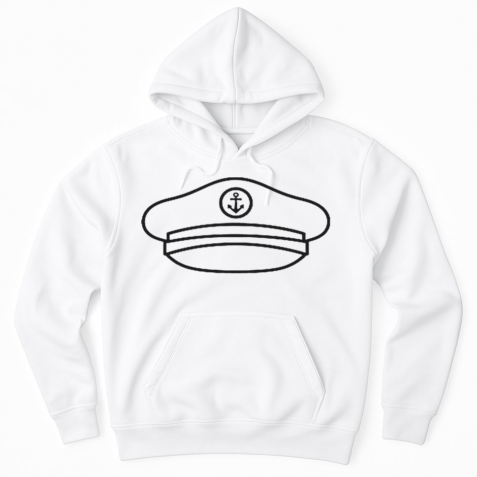 Minimalist Captain Hat Pocket Badge Icon Nautical Hoodie
