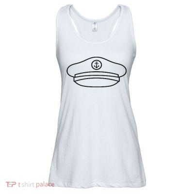 Minimalist Captain Hat Pocket Badge Icon Nautical Ladies Essential Flowy Tank