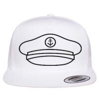 Minimalist Captain Hat Pocket Badge Icon Nautical Flat Bill Trucker Hat