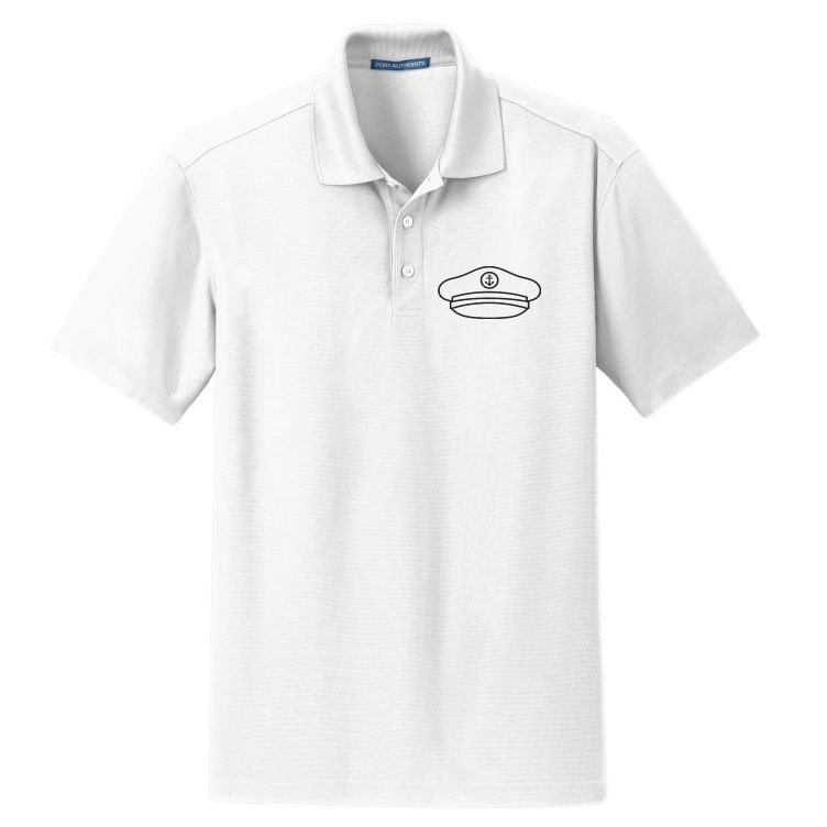 Minimalist Captain Hat Pocket Badge Icon Nautical Dry Zone Grid Polo