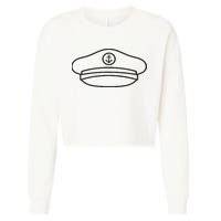 Minimalist Captain Hat Pocket Badge Icon Nautical Cropped Pullover Crew